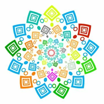 Abstract circles lines round frame colorful rainbow Stock Illustration