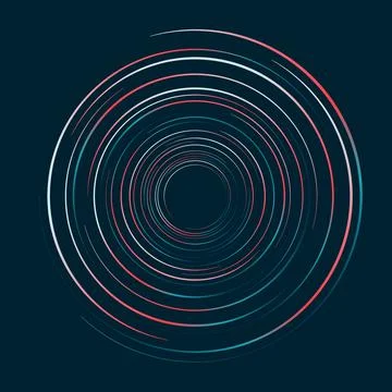 Abstract circles lines swirl pattern on dark blue background Stock Illustration