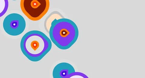 Abstract circles overlap, creating colorful patterns. Shapes vary sizes, hues Stock Illustration