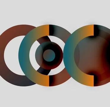 Abstract circles overlap, creating complex visual pattern. Colors blend, forming Stock Illustration