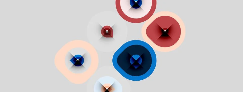 Abstract circles overlap, creating complex visual patterns. Colors include .. Stock Illustration