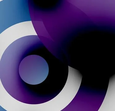 Abstract circles overlap, creating depth. Blue, purple, white hues dominate Stock Illustration