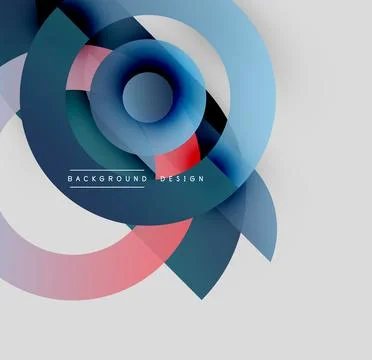 Abstract circles overlap, creating dynamic visual effect. Cool colors dominate 스톡 일러스트