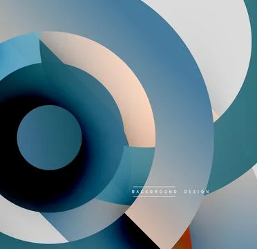 Abstract circles overlap, creating dynamic visual effect. Shades range from dark Stock Illustration