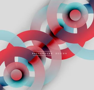 Abstract circles overlap, creating dynamic red, blue, black visuals. Modern Stock Illustration