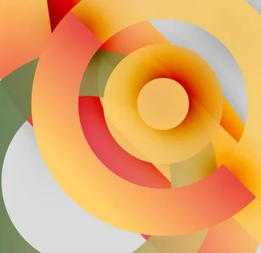 Abstract circles overlap, creating dynamic visual effect. Warm colors dominate, 스톡 일러스트