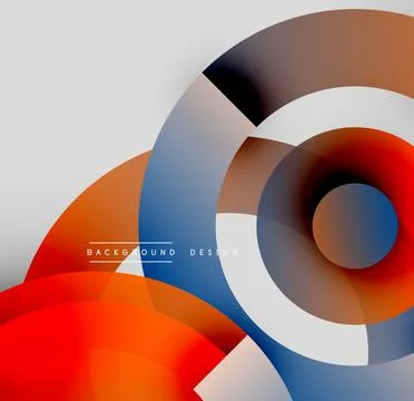 Abstract circles overlap, creating dynamic visual effect. Warm, cool colors Stock Illustration