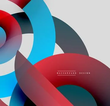 Abstract circles overlap, creating dynamic visual effect. Red, blue, gray tones 스톡 일러스트