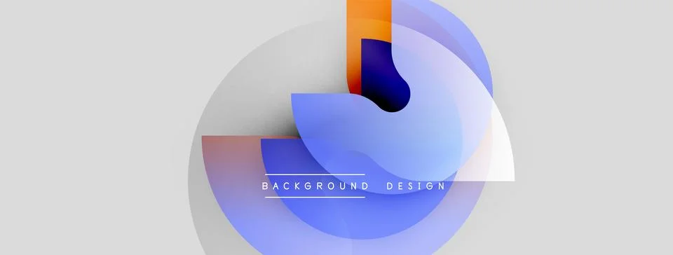 Abstract circles overlap, creating dynamic visual effect. Blue, orange hues Stock Illustration
