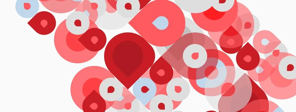 Abstract circles overlap, creating dynamic visual texture. Red, white, light Illustrazione stock