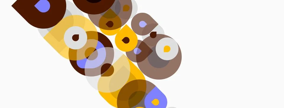Abstract circles overlap, creating dynamic composition. Warm tones dominate, 스톡 일러스트