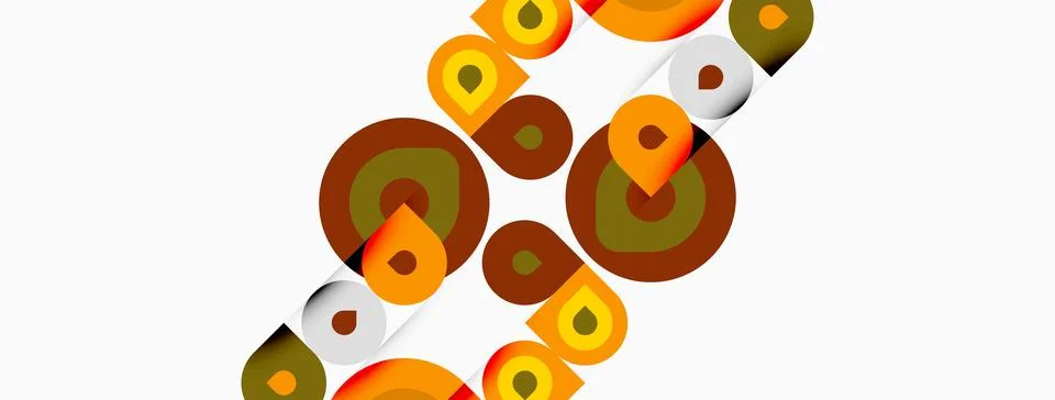 Abstract circles overlap, creating dynamic visual pattern. Warm colors domina イラスト素材
