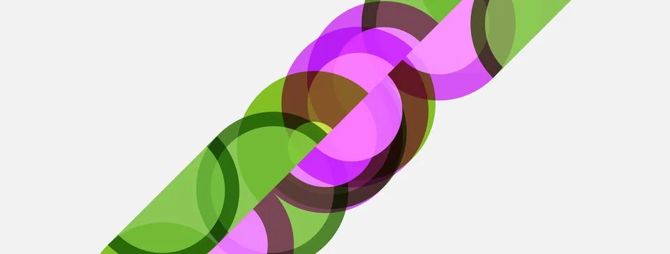 Abstract circles overlap, creating dynamic visual pattern. Colors include g.. Stockillustratie