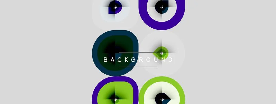 Abstract circles overlap, creating dynamic visual effect. Colors include pu.. Stock Illustration