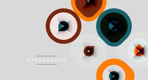 Abstract circles overlap, creating dynamic visual effect. Warm, cool tones Illustrazione stock