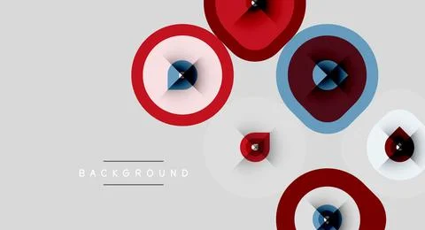 Abstract circles overlap, creating dynamic visual effect. Red, blue, gray ton イラスト素材