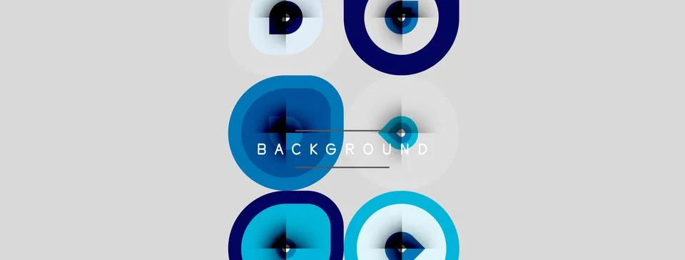 Abstract circles overlap, creating dynamic visual effect. Light shines from Stock Illustration