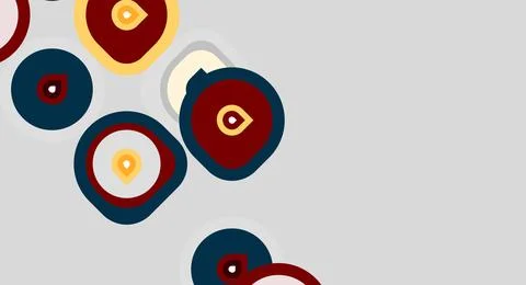 Abstract circles overlap, creating dynamic composition. Colors include red,.. Stock Illustration