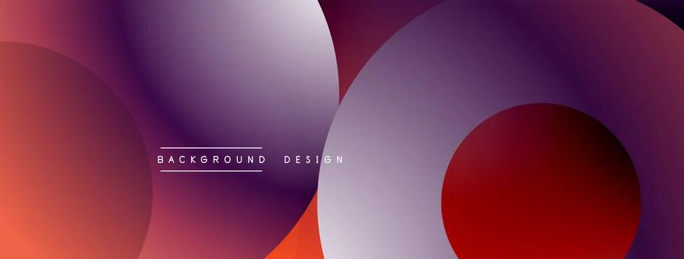Abstract circles overlap, creating gradient effect. Purple, red hues dominate Ilustración de archivo