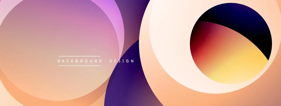 Abstract circles overlap, creating gradient color transitions. Peach, purple, 스톡 일러스트