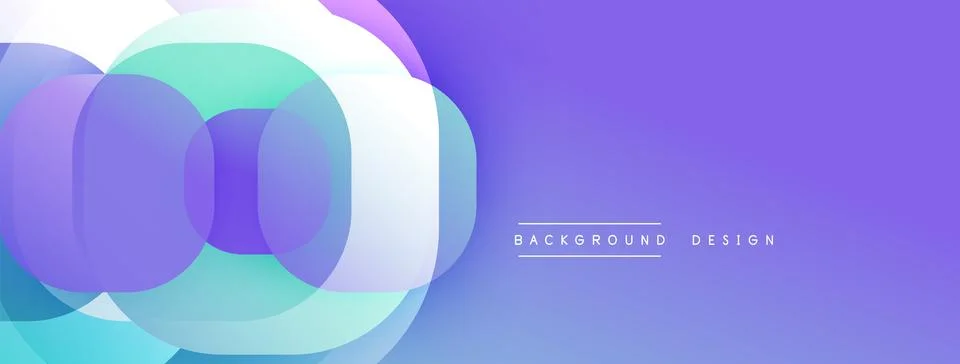 Abstract circles overlap, creating gradient effect. Purple, blue hues dominate Stock Illustration
