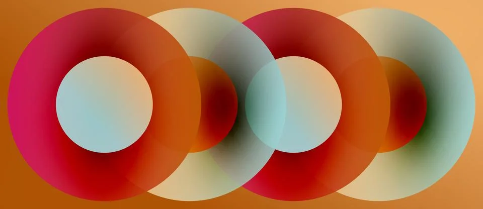 Abstract circles overlap, creating gradient color blends. Warm tones dominate Stock Illustration