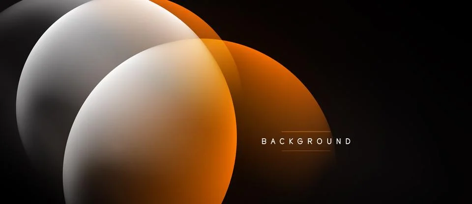 Abstract circles overlap, creating gradients. Dark background emphasizes sh.. Illustrazione stock
