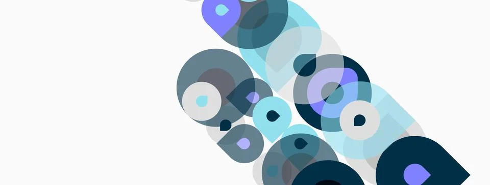 Abstract circles overlap, creating layered blue tones. Minimalist design with Stock Illustration