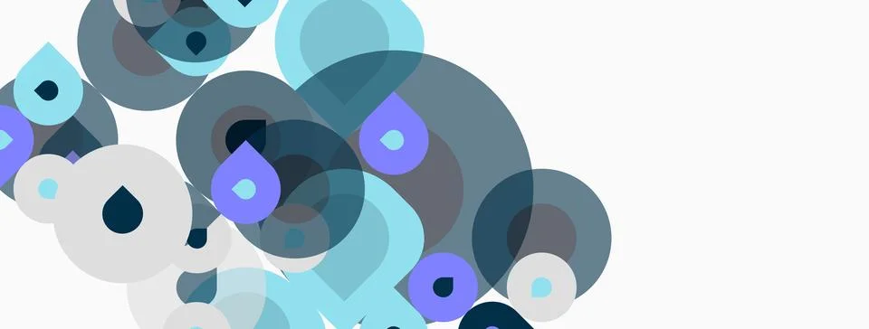 Abstract circles overlap, creating layered blue, gray tones. Minimalist desig 스톡 일러스트