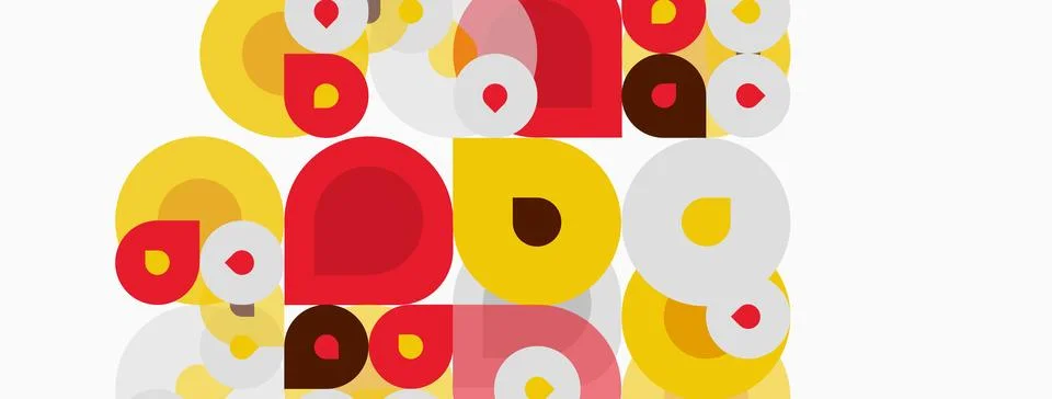 Abstract circles overlap, creating playful pattern. Colors include red, yello 스톡 일러스트