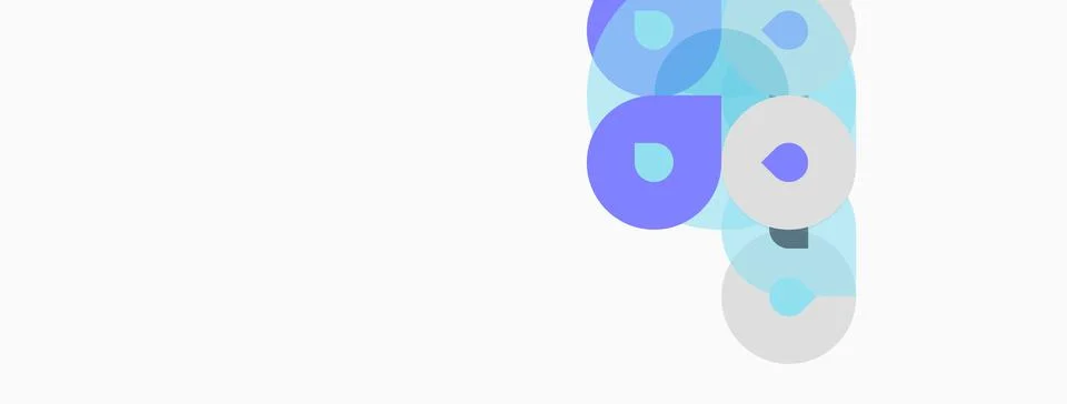 Abstract circles overlap, creating soft gradients. Light blues, purples dom.. Ilustración de archivo