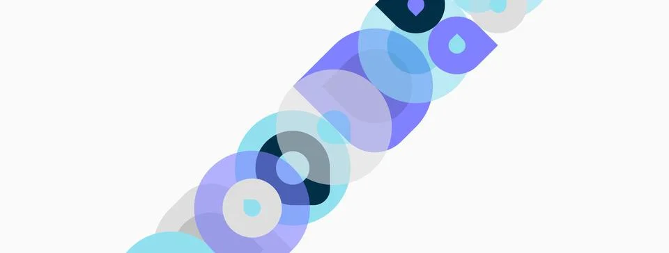 Abstract circles overlap, creating soft gradients. Purple, blue hues dominate Stock Illustration