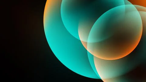 Abstract circles overlap, creating soft gradients. Teal, orange hues dominate Иллюстрация