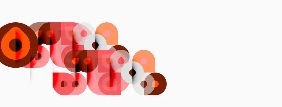 Abstract circles overlap, creating text. Shades range from dark red to pale.. Stock Illustration