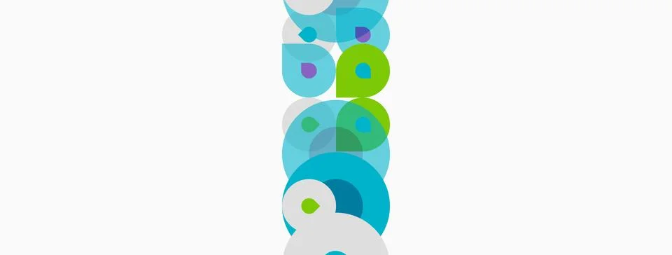 Abstract circles overlap, creating vertical column. Blue, green hues dominate Stockillustratie