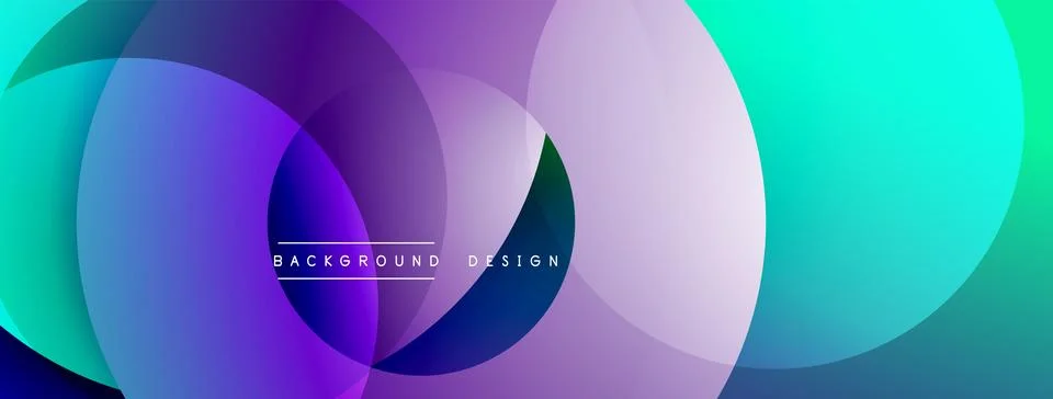 Abstract circles overlap, creating vibrant purple, blue, green gradients. Modern イラスト素材