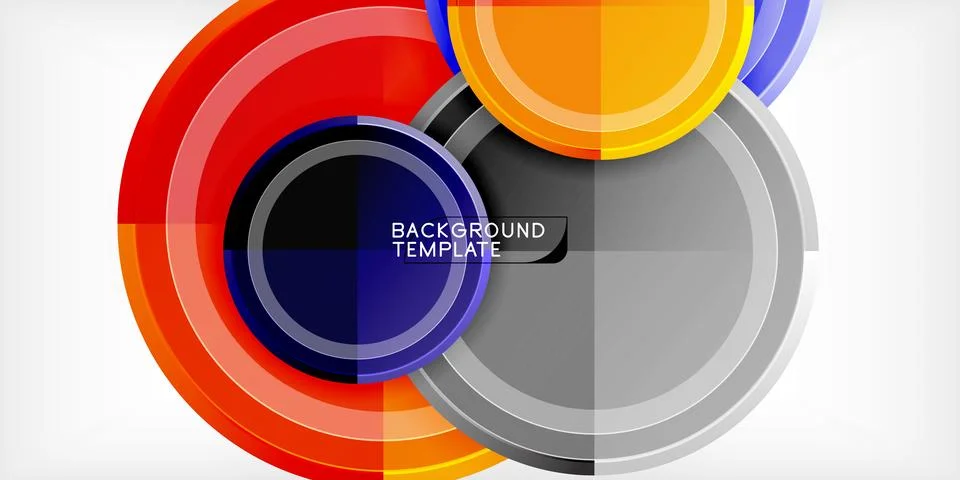 Abstract circles overlap, creating vibrant color gradients. Modern design Stock Illustration