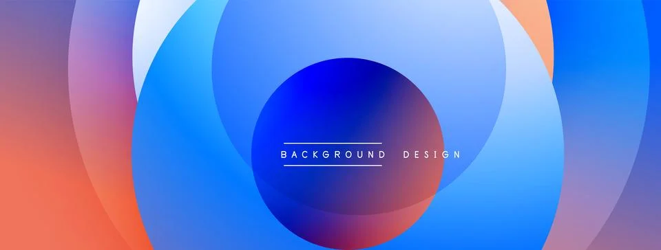 Abstract circles overlap, creating vibrant gradient effect. Blue, orange hues Stock Illustration