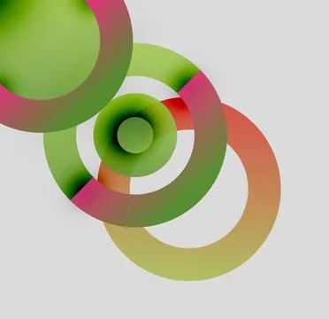 Abstract circles overlap, creating vibrant gradients. Colors blend from green to Stock Illustration