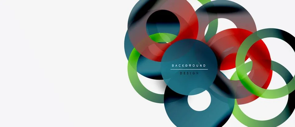 Abstract circles overlap, creating vibrant color blends. White space dominates 스톡 일러스트