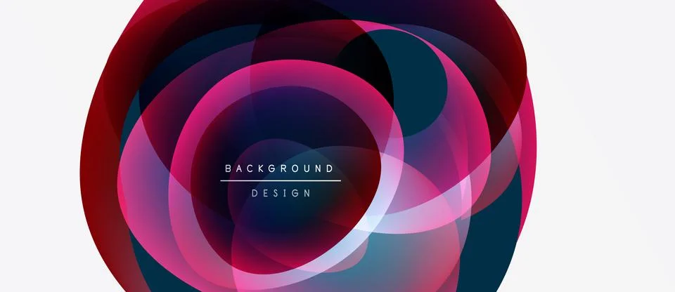 Abstract circles overlap, creating vibrant color gradients. Design features text Stock-Illustration