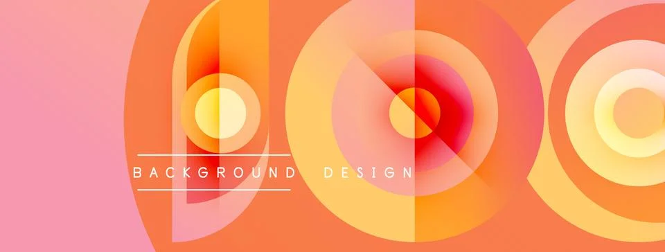 Abstract circles overlap, creating vibrant orange, pink gradients. Modern d.. 스톡 일러스트