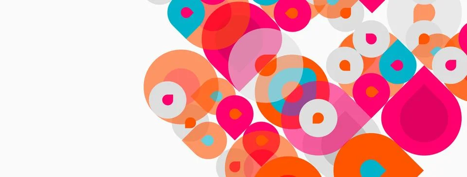Abstract circles overlap, creating vibrant colorful patterns. White space Illustrazione stock