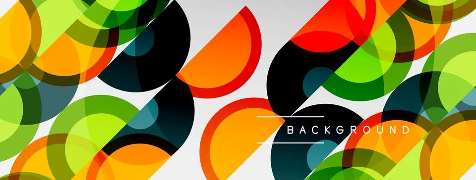 Abstract circles overlap, creating vibrant colorful pattern. Modern design wi 库存插图