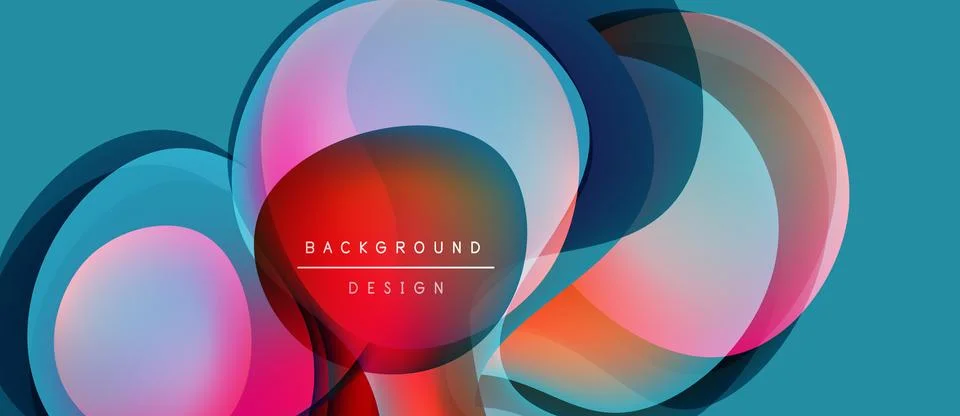 Abstract circles overlap, creating vibrant color gradients. Background featur Stock Illustration