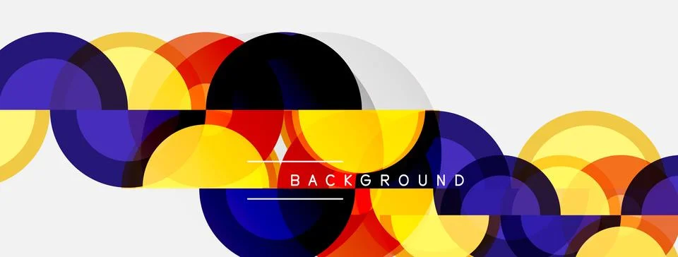 Abstract circles overlap, creating vibrant wave pattern. Colors include yello Stockillustratie