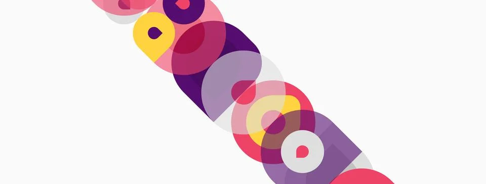 Abstract circles overlap, creating vibrant diagonal pattern. Colors include Stock Illustration