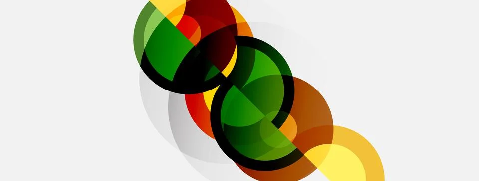Abstract circles overlap, creating vibrant color blends. Design features Stock Illustration
