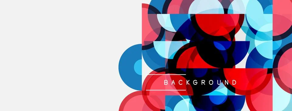 Abstract circles overlap, creating vibrant colorful pattern. White space Stock Illustration