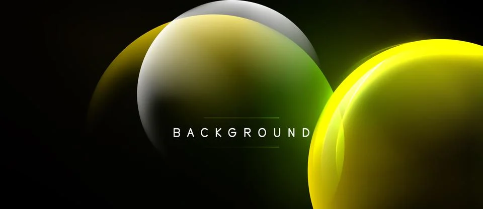 Abstract circles overlap, creating vibrant neon glow effect. Dark background Stock Illustration